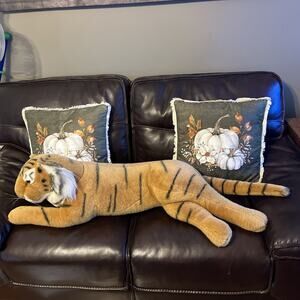 VNT Giant Lying Tiger Plush 15” W 51”L Soft, Cuddly, Realistic Stuffed Animal